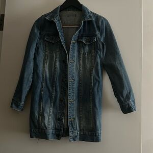 Free People Longline Denim Jacket Size XS